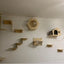 Wall Mounted Cat Climbing Wooden Shelves Cat Hammock Hanging Bed with Jumping Platform and Stairway for Kitten Playing and Rest