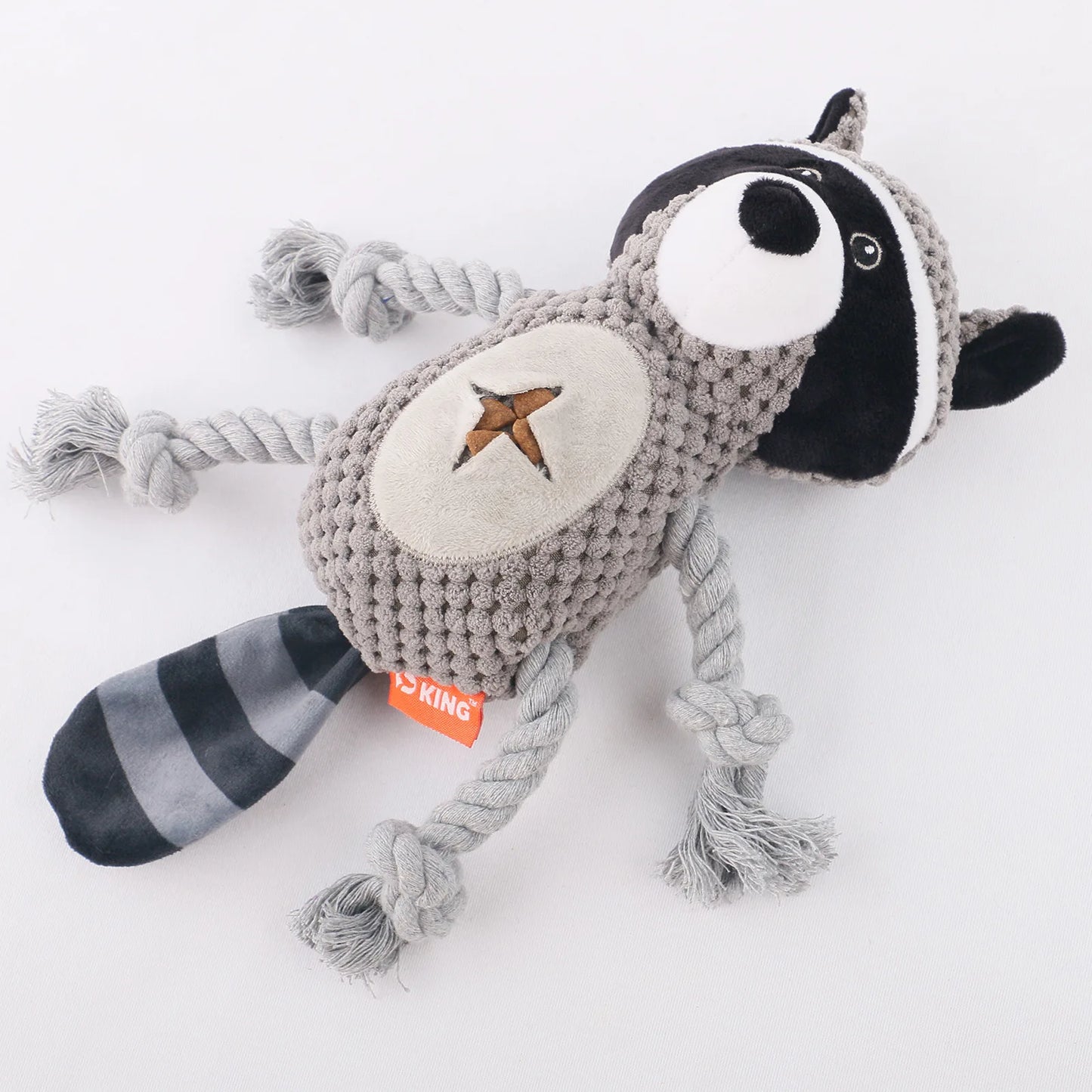 Dog Plush Toy Spot Plush Stuffed Raccoon Pet Toy With Food Leakage Function Interactive Sounding Dog Toy Fleece Squeak Toys