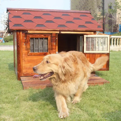Outdoor Solid Wood Labrador Kennel Waterproof Small Medium Large Dog Cage Golden Retriever Teddy Kennel