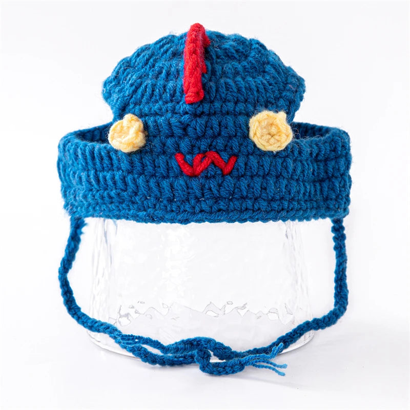 Luxury Design Pet Hat for Small Dogs Knitting Animal Shaped Cosplay Puppy Head Wear Caps New Year Warm Lace Up Cat Accessories