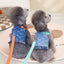New Dog Harness and Leash Set for Small Dogs, Dark Wash Denim Puppy Dog Vest Harness Tassels Pet Jeans Butterfly Harness