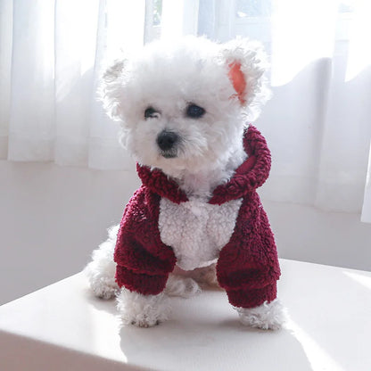 Thicken Warm Sherpa Fleece Dog Coat Winter Dog Clothes for Small Medium Dogs, Puppy Hooded Sweater Yorkie Chihuahua Pet Apparel