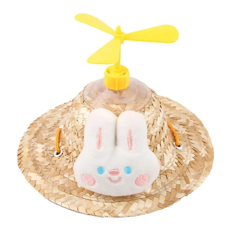 Hats for Cats Cute Woven Caps with Propeller for Dogs Puppy Sun Bucket Caps Small Dog Sombrero Hat Mexican Party Photo Prop