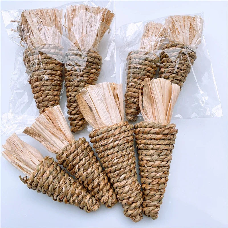 Natural Straw Rope Carrot Hamster Molar Chew toy Small Pets Toys For Hamster Rabbit Grinding Products Gnaw Toy Supplies New