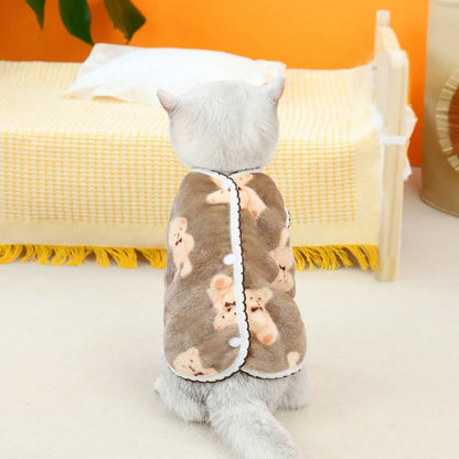 Leisure Pet Cat Clothes Winter Warm Sweatshirt Soft Cozy Cat Costume Kitten Cardigan Puppy Vest Small Dog Jacket Ropa Para Gatos
