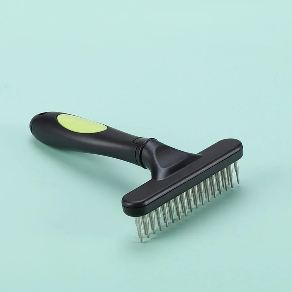 Dog Rake Deshedding Dematting Brush Comb Undercoat Rake for Dogs Cats Short Long Hair Pet Brushes Shedding with Double Row Pins