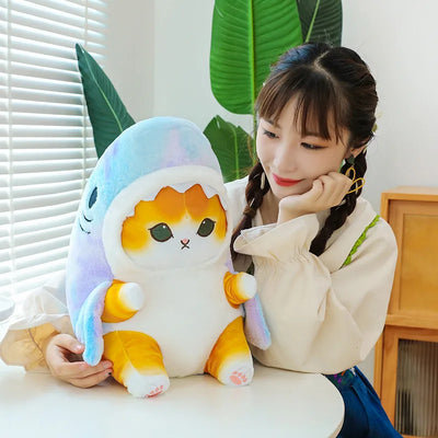 Fun Transformed Cat Doll Plush Toy Cute Gift for Girls and Children Transformed Doll Shark Cat 25cm