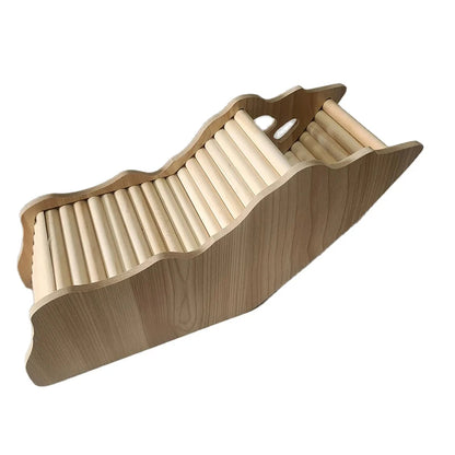 Wood Hamster Hideaway Toy Wooden Hamster House with Climbing Ladder Small Animals Castle Home for Dwarf Mice Gerbils Small Pets