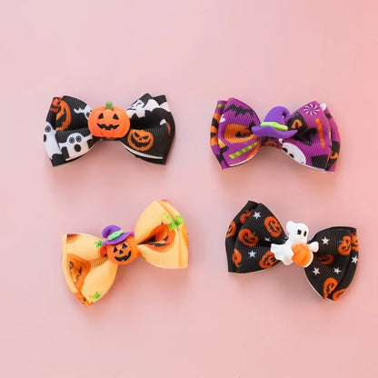 Bow Knot Halloween Pet Dog Collar Pumpkin Witch Hat Adjustable Neck Accessories for Cats Safety Buckle Decorate Pet Necklace