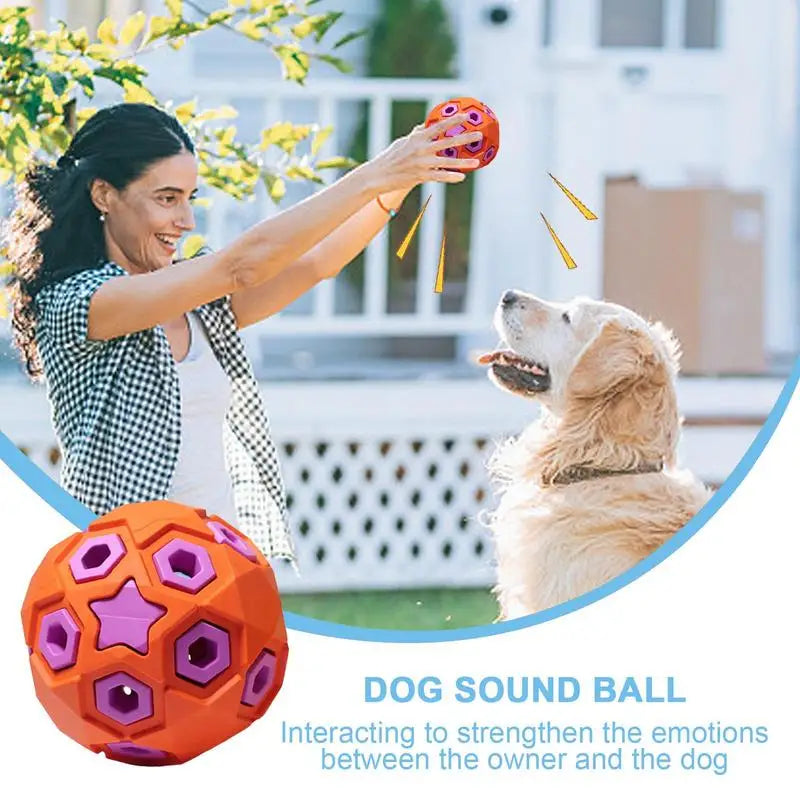 Pet Sound Toys Dog Toy Ball Rubber Hollowed Star Shape Squeaky Balls for Dogs Portable Bite Resistant Training Playing Supplies