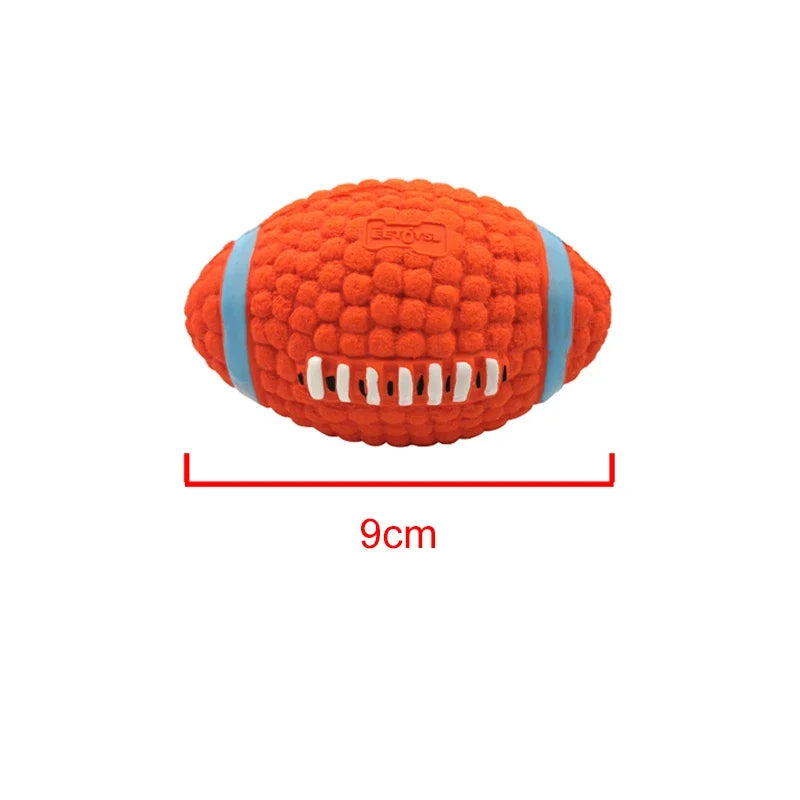 New Pet Dog Natural Latex Sound Toy Ball Rugby Volleyball Soccer Anti Bite Interactive Dogs Teething Chewing Toys Pet Products