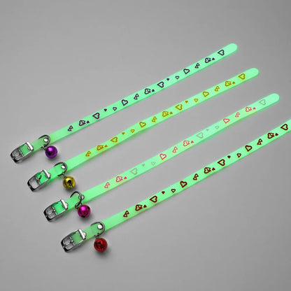 Fashion Pet Glowing Collars with Bell Glow at Night Dogs Cats Necklace Light Luminous Neck Ring Accessories for Kitten and Puppy