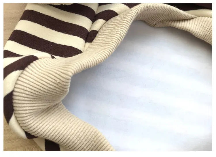 autumn winter fleece pet clothes dog hooded pet parent-child clothing stripe French Teddy small dog cat clothing