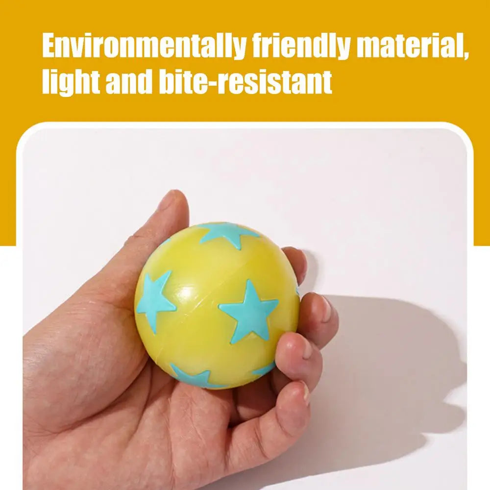 Dog Chew Ball Light Up Elastic Chew Toy With Star Pattern Soft Pet Supplies Chewable Ball 6cm For Veterinary Hospitals Pets Cats