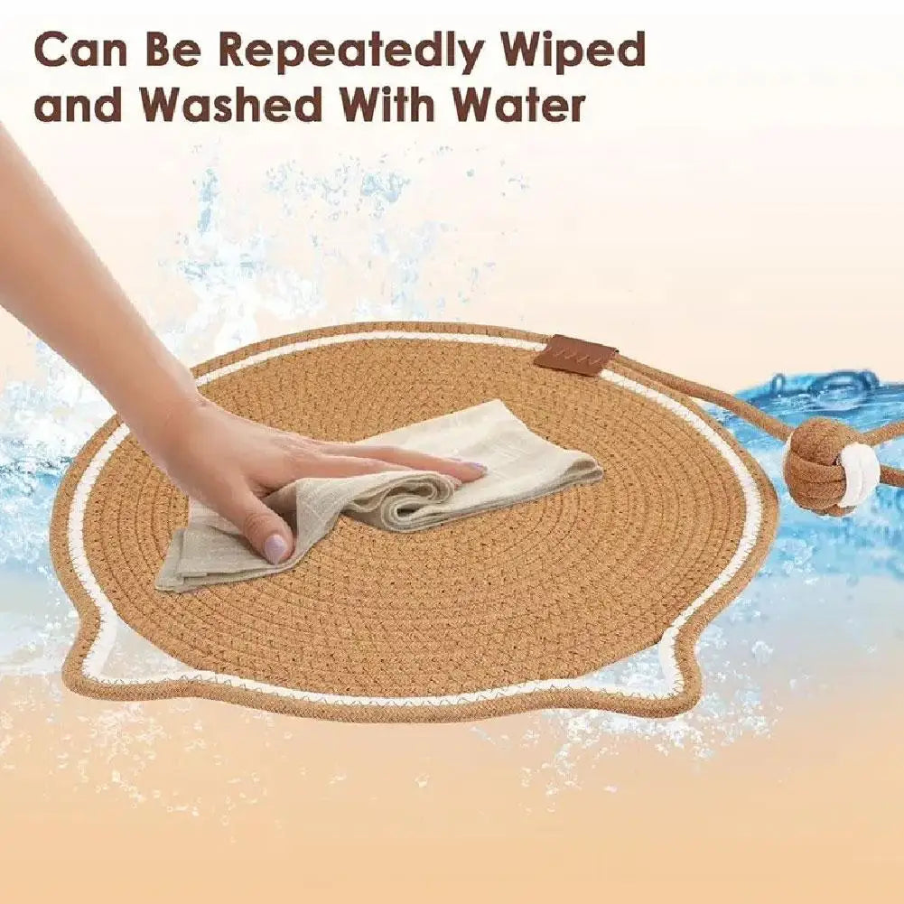 Braided Rope Cat Scratching Pad + Sleeping Pad 2in1 Natural Cotton Rope Material Handmade Comfortable Cat Toy Sturdy and