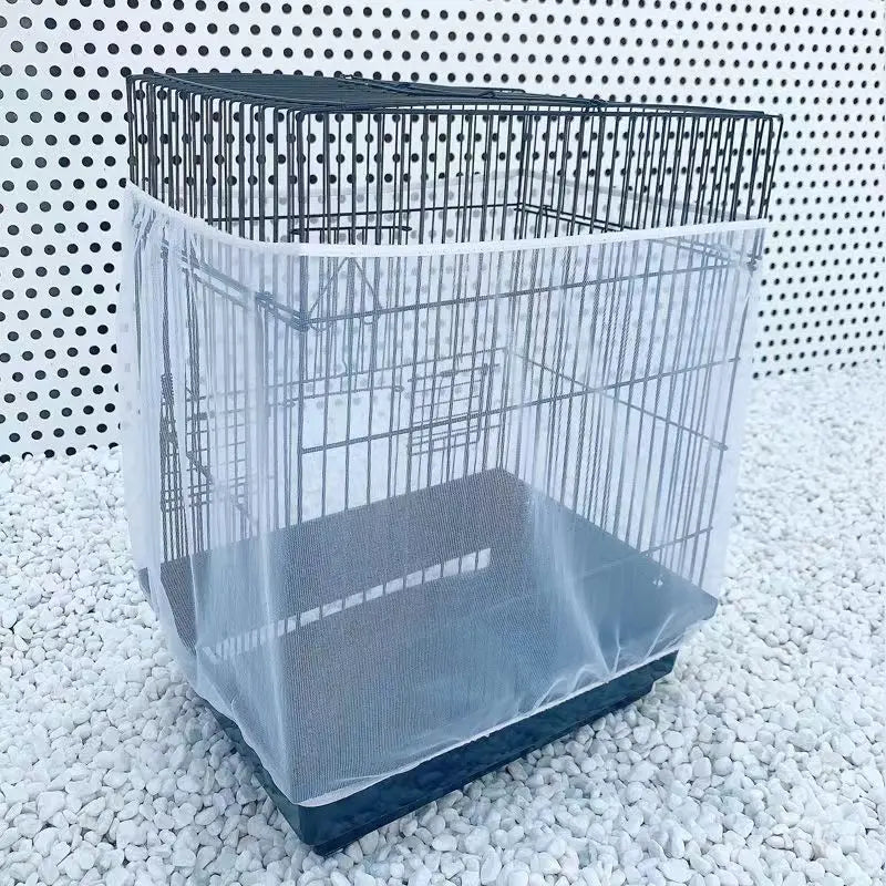 Mesh Bird Cage Cover Shell Skirt Net Easy Cleaning Catcher Guard Bird Cage Stretchy Mesh Parrot Bird Cage Net Jaula Para Pajaros