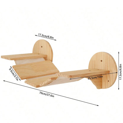 1 piece Wall Mounted Cat Shelves Wooden Hammock&Ladders&Bridge Climbing Shelf Kitten Climbing Tree Furniture  Indoor Cat Hammock