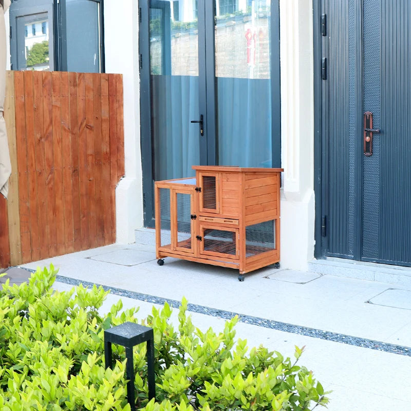 Courtyard Pet Cat Puppy Cage Small Dog Indoor Totoro Rutin Chicken Rabbit Cage Balcony Movable Villa Home