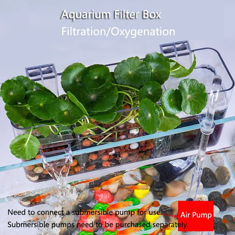 3in1 Fish Tank External Filter Box Plastic Filter Dry and Wet Separation Small Silent External Suspend Aquarium Drip Overflow