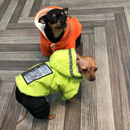 Thermal Fleece Lined Dog Jumpsuit Hooded Winter Dog Clothes Waterproof Coat for Small Dogs Yorkie Chihuahua Cold Weather Outfits
