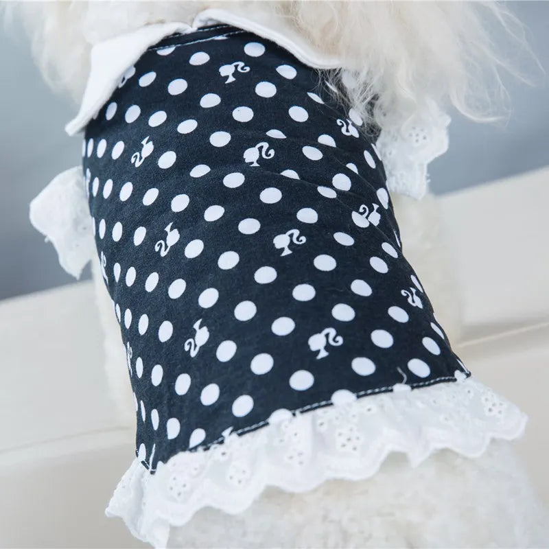 Pet Clothes Dog Dot Clothing Female Dogs Cotton Princess Dress Teddy Dog Dress Summer Dress Dog Clothes For Small Dogs