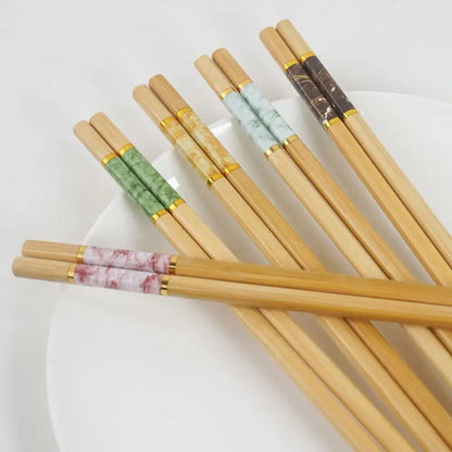 Green And Healthy Natural Bamboo Chopsticks 5 Pairs New Home Use Mildew-proof And High Temperature Resistant Environmentally