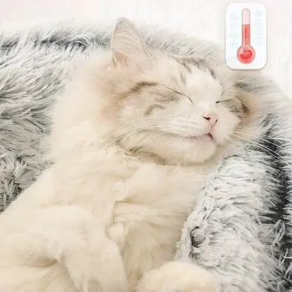 Long Soft Plush Round Cat Bed Comfortable Warm For Small Dogs Winter Sleep Bag Cats Nest Round Semi Enclosed Plush Pet Cat Bed