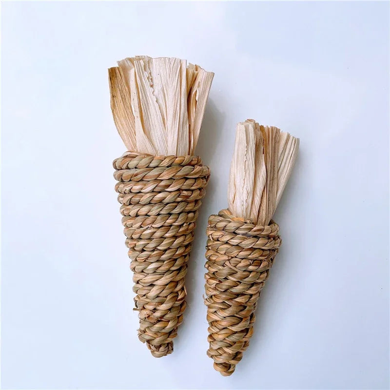 Natural Straw Rope Carrot Hamster Molar Chew toy Small Pets Toys For Hamster Rabbit Grinding Products Gnaw Toy Supplies New