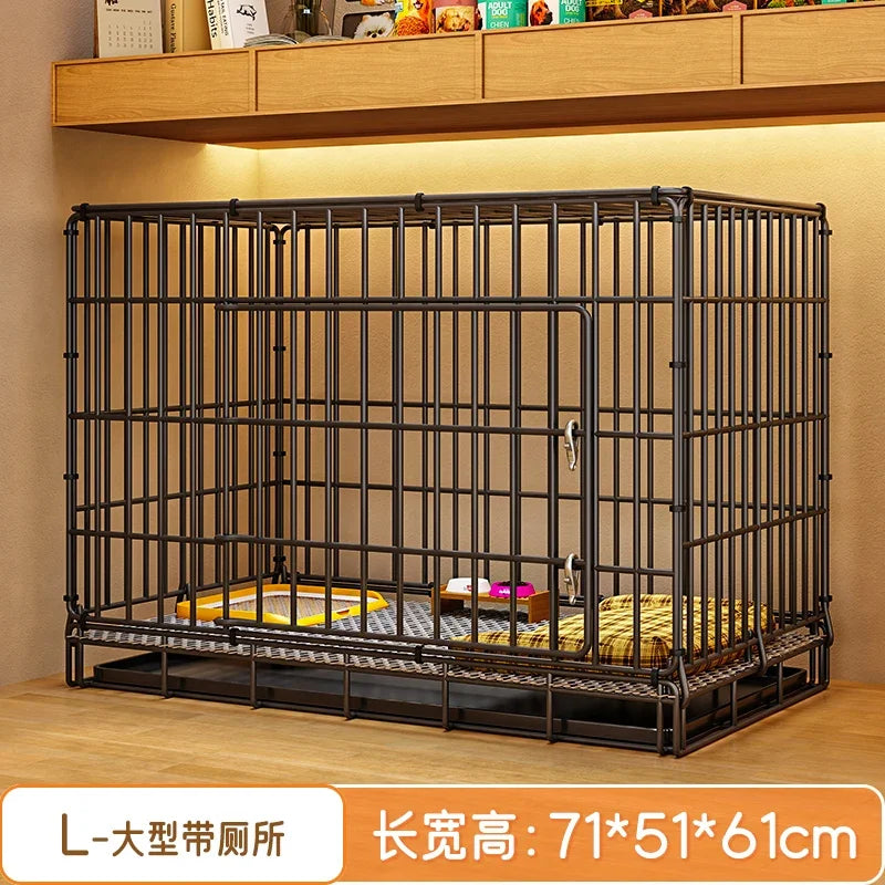 Dog Cage Small Dog Indoor Folding with Toilet Teddy Bigbear Medium Dog Corgi Border Pet Kennel