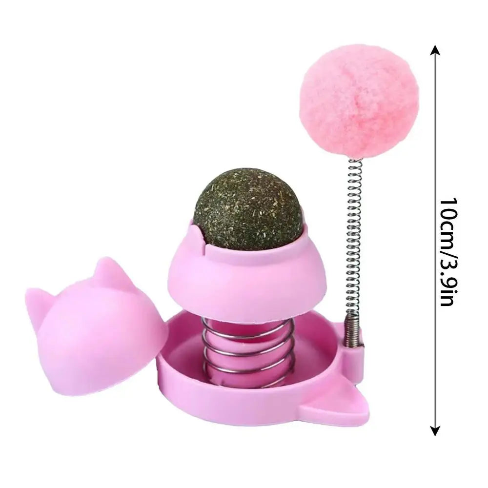 Catnip Ball for Cats Wall Rotatable Cat Licking Balls Edible and Healthy with Spring Ball Cat Licking Balls for Cats Catnip