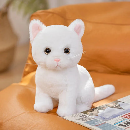 26cm Simulation Grey White Black Cat Plush Toy Cartoon Sitting Lifelike Kitten Animal Cats Artificial Touch Doll Gift for Kids