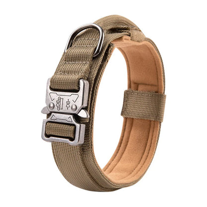 Large Dog Tactical Collar, Soft Padded Adjustable Heavy Duty Military Dog Collar with Control Handle for Medium Large Dogs
