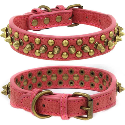 Spiked Dog Collar Mushroom Rivet PU Leather Dog Collars Adjustable Spike Studded Pet Collar for Pitbull Mastiff Husky Rottweiler