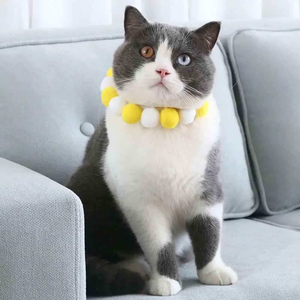 Pet Necklace Collars For Cats Puppy Dogs Cute Plush Ball Collar Adjustable Cat Neck Strap Fashion Pet Party Supplies Accessories