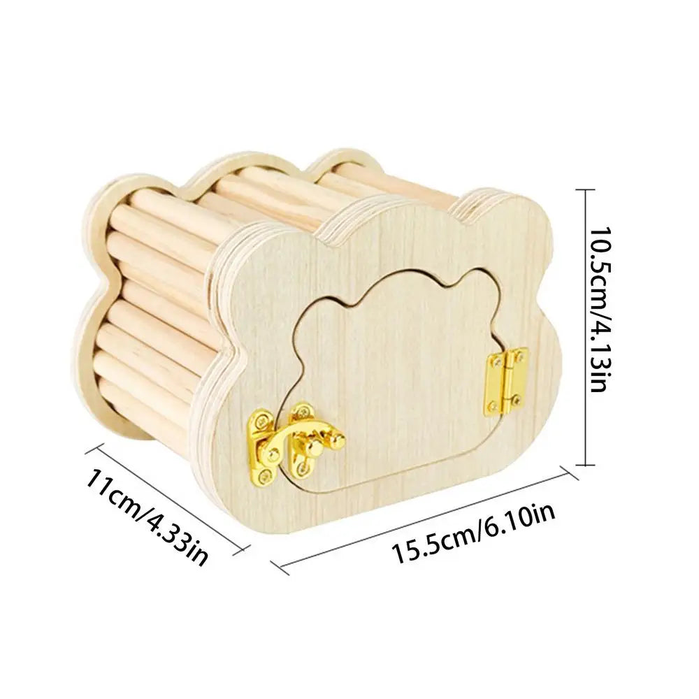 Wooden Hamster Hideout Cute Cloud-Shaped Tiny Wooden House Small Animals Habitat Hut Pets Pets WoodlandHouse Habitats Decor