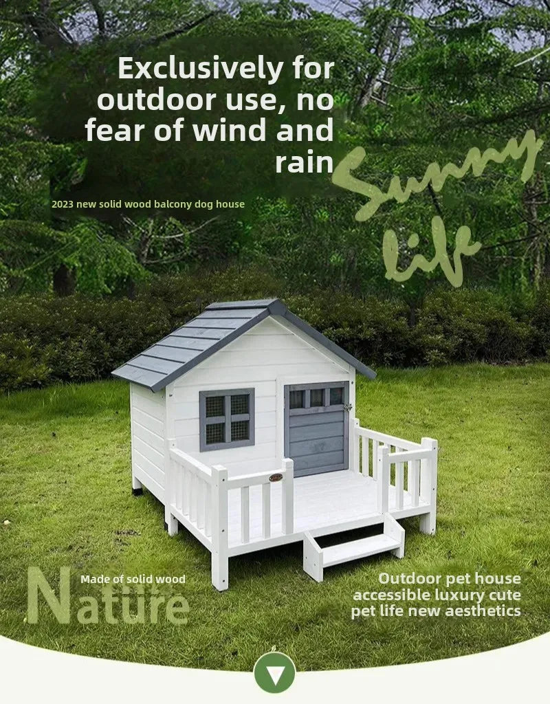 Cat Villa Wooden Kennel Outdoor Rainproof Dog House Cold Proof Dog Shed Courtyard Dog Outdoor House Cage