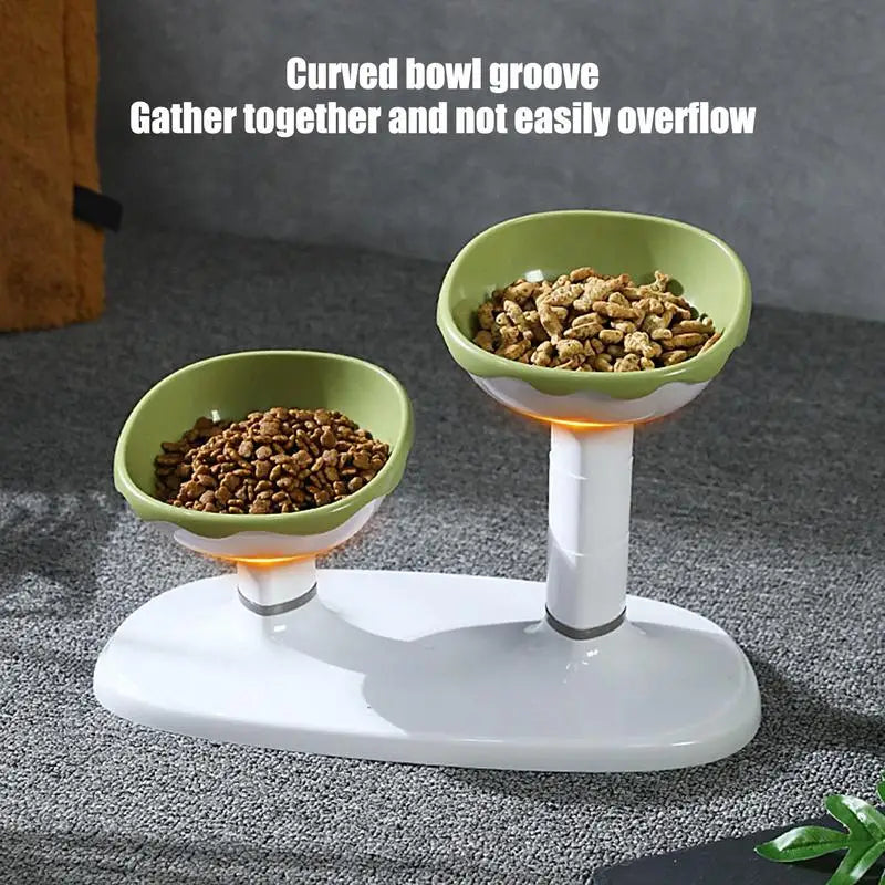 Cat Dishes For Food And Water Height Adjustable Pets Water And Food Bowl Set Large Capacity Cat Food Feeder And Waterer Set For