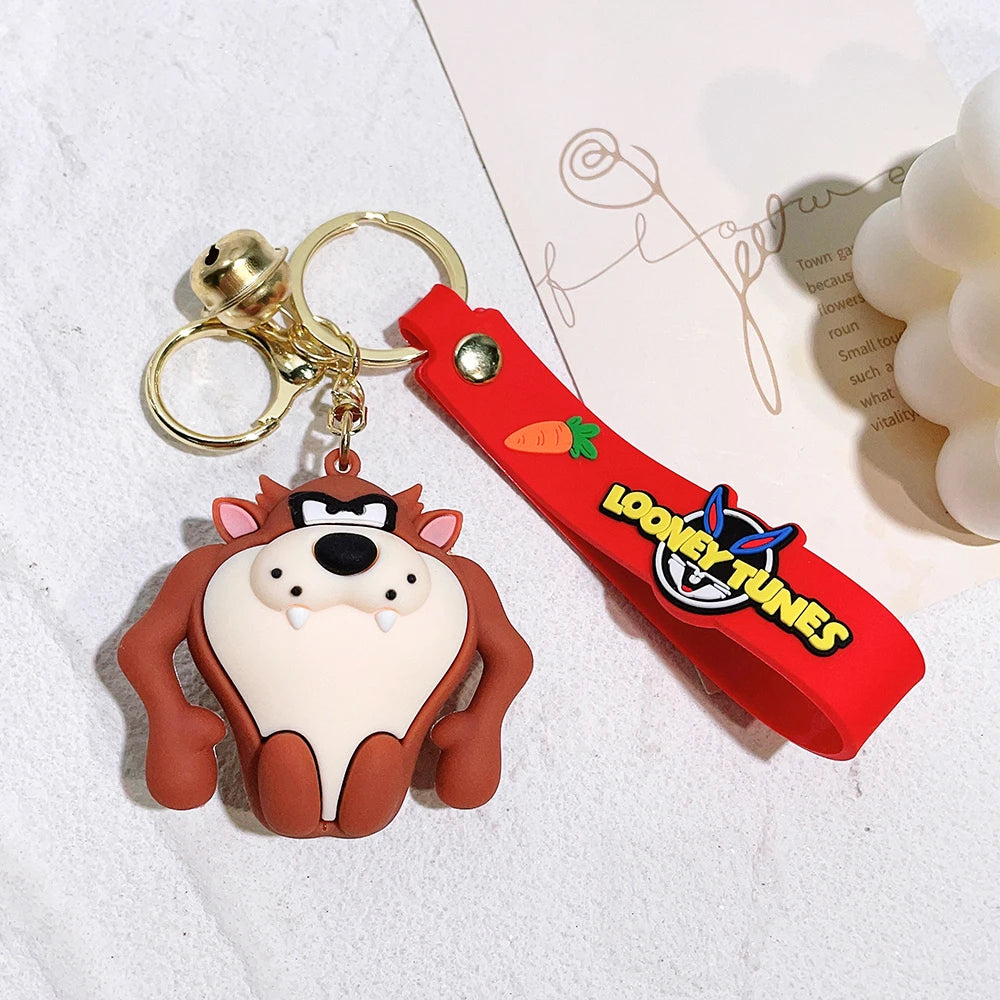 Cartoon Bugs Bunny Doll Keychain Cute Tweety Bird Daffy Duck Porky Pig Key Rings Pendant Accessories for Kids Birthday Gifts