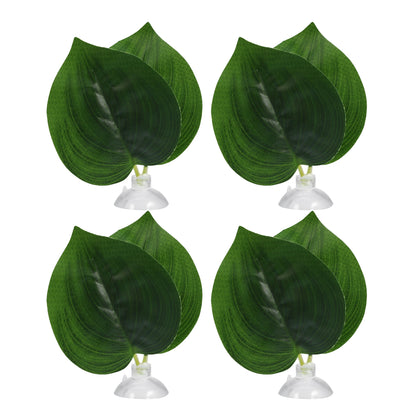 UXCELL 2/4 Pcs Aquarium Artificial Plastic Plants Betta Fish Leaf Pad with Suction Cup Betta Bed Leaf Hammock Resting Hide Decor