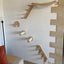 Cat Wall Climbing Shelves Wall Mounted Hammock Cat Scratching Post Wooden Stairway Shelves with Sisal Rope Ladder Wall Cat Tree
