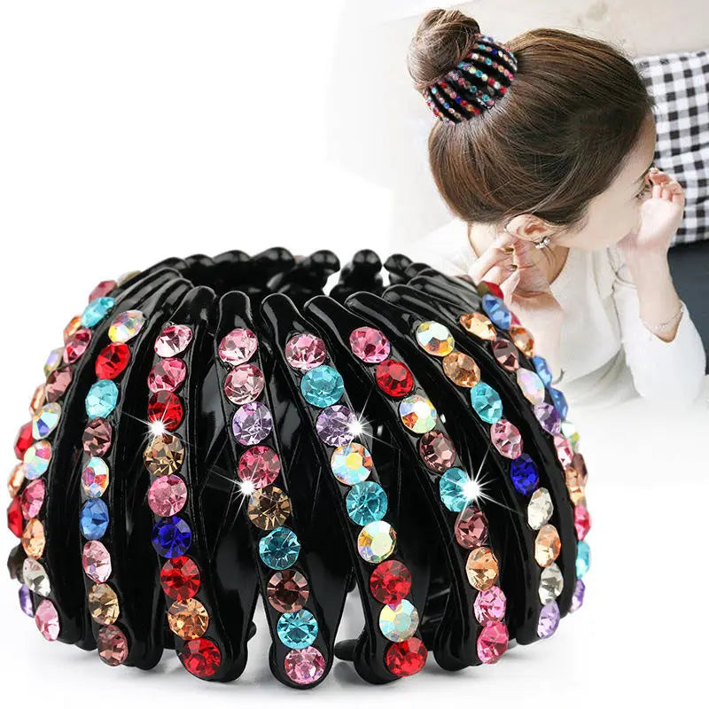 Women Bun Crystal Hair Claw Fashion Female Ponytail Headwear Horsetail Buckle Hair Clip Bird Nest Expanding Hair Accessories
