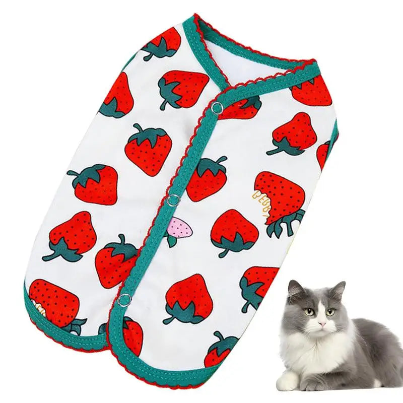 Summer Dog Clothes Soft Sleeveless Dog Apparel with Strawberry Pattern Comfortable Pet Shirts Summer Puppy Vest Clothes Pet Coat