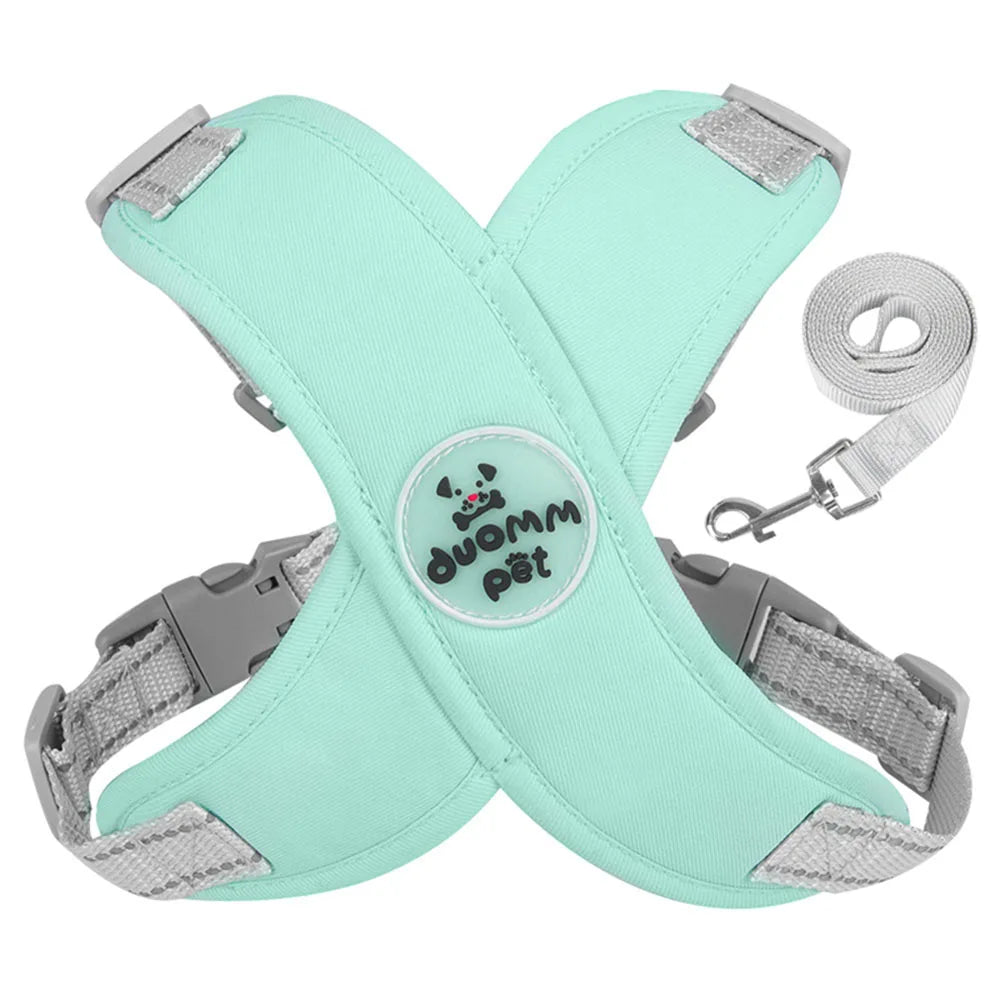 X Dog Harness and Leash Set Breathable Pet Chest Strap Reflective French Bulldog Vest Harness for Small Medium Dogs Puppy Collar