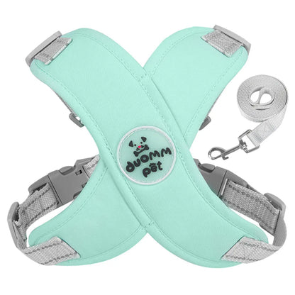 X Dog Harness and Leash Set Breathable Pet Chest Strap Reflective French Bulldog Vest Harness for Small Medium Dogs Puppy Collar