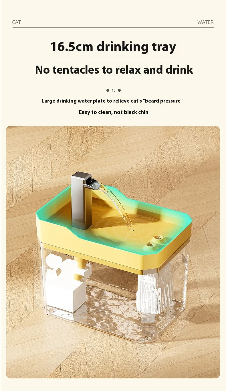 High end transparent cat water dispenser, plug-in automatic wired water dispenser, circulating flow water basin, pet water dispe
