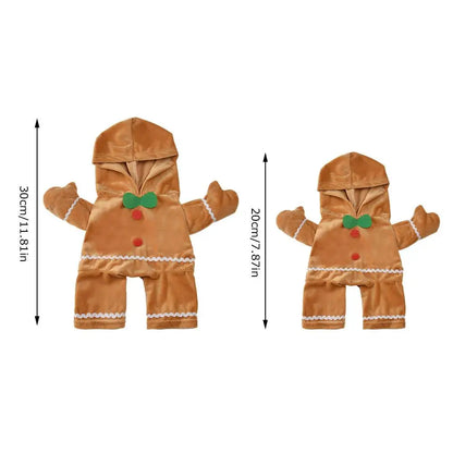 Cute Gingerbread Man Pet Costume Christmas Atmosphere Creative Puppy Hoodie Soft And Comfortable Cotton Kitten Clothes 30cm