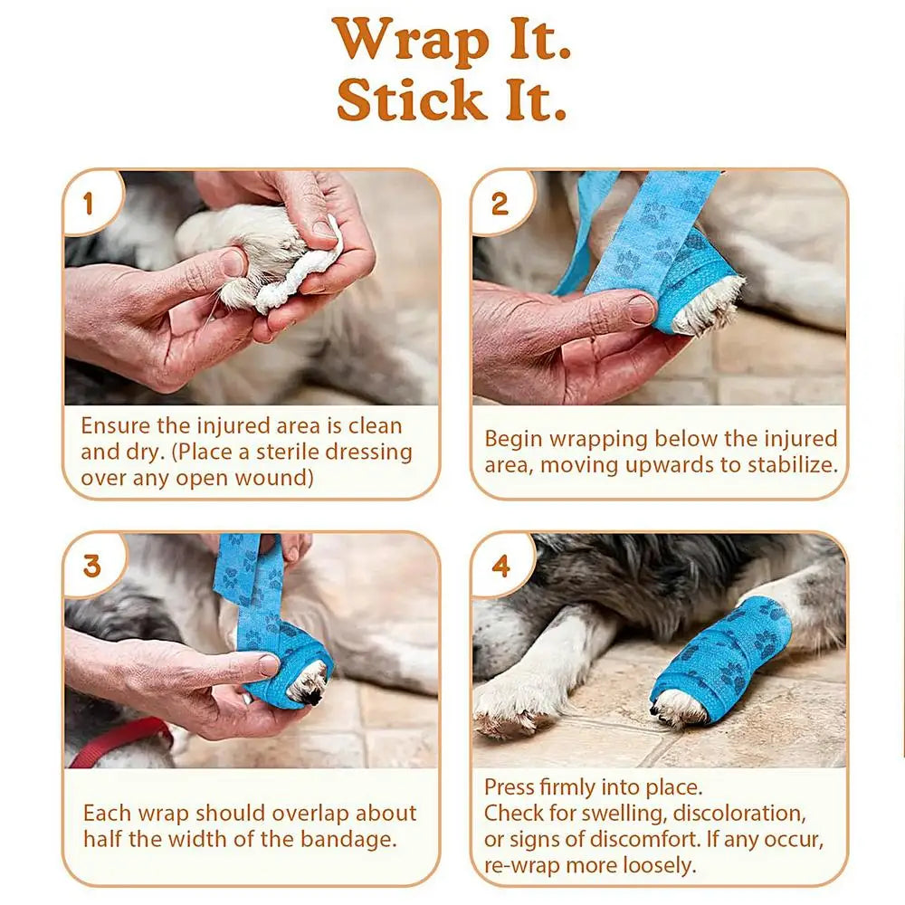 Self Adhesive Bandage Wrap Dog Bandage Shoes Pet Self Adhesive Bandage Dog Cohesive Bandage Multifunctional Pet Wound Care