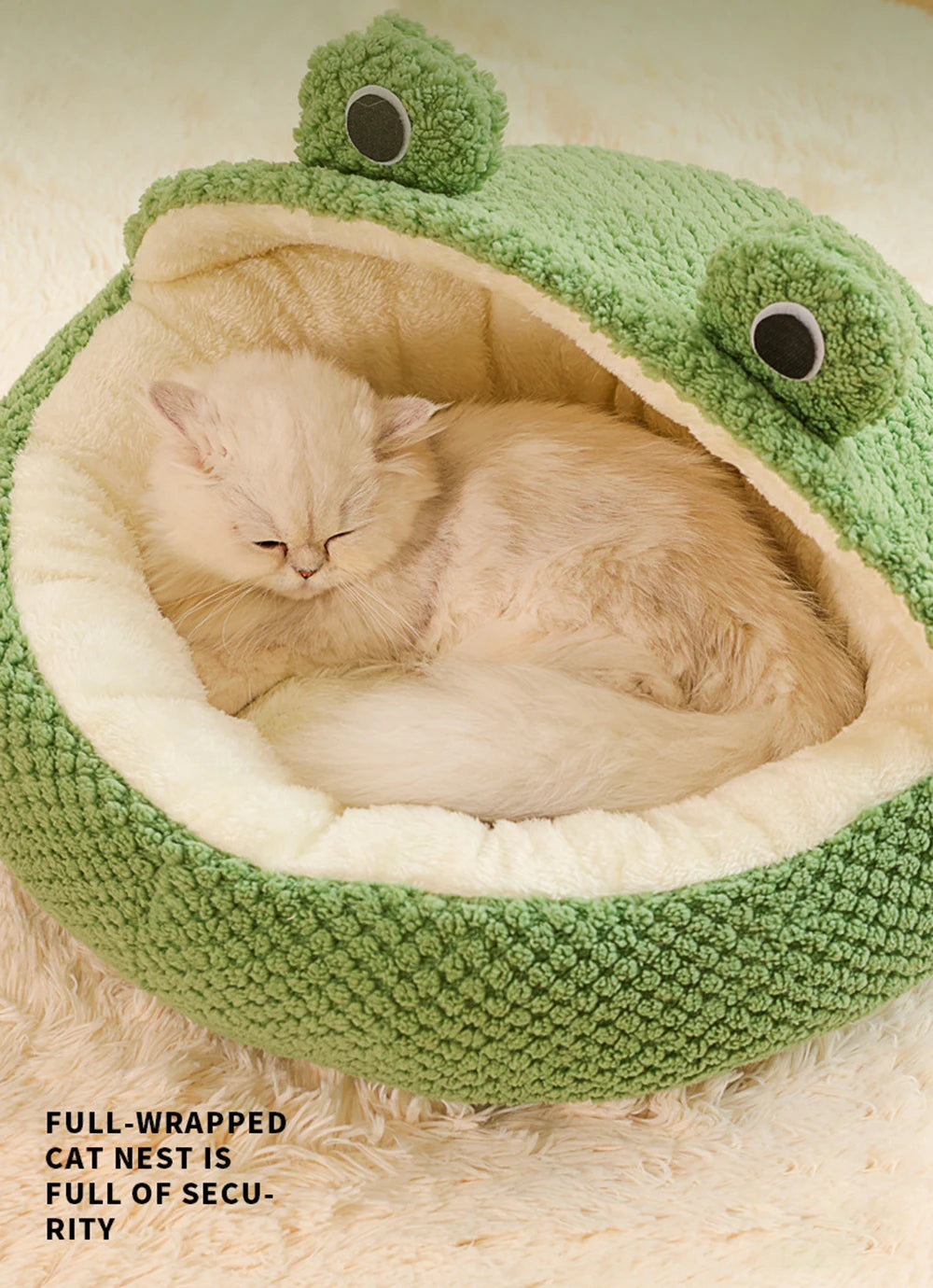 Pet Bed Cat Dog Nest Winter Warm Plush Round Cartoon Frog Deep Sleep Bag Comfort Soft Puppy Dog Bed Warm Cat Basket