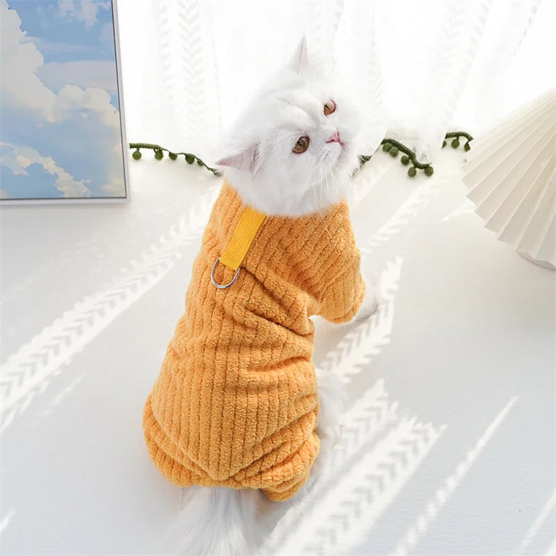 Winter Dog Jumpsuit Solid Pet Clothes for Small Medium Dogs Thermal Fleece Dog Pajamas Onesie Sleepingwear Puppy Overalls
