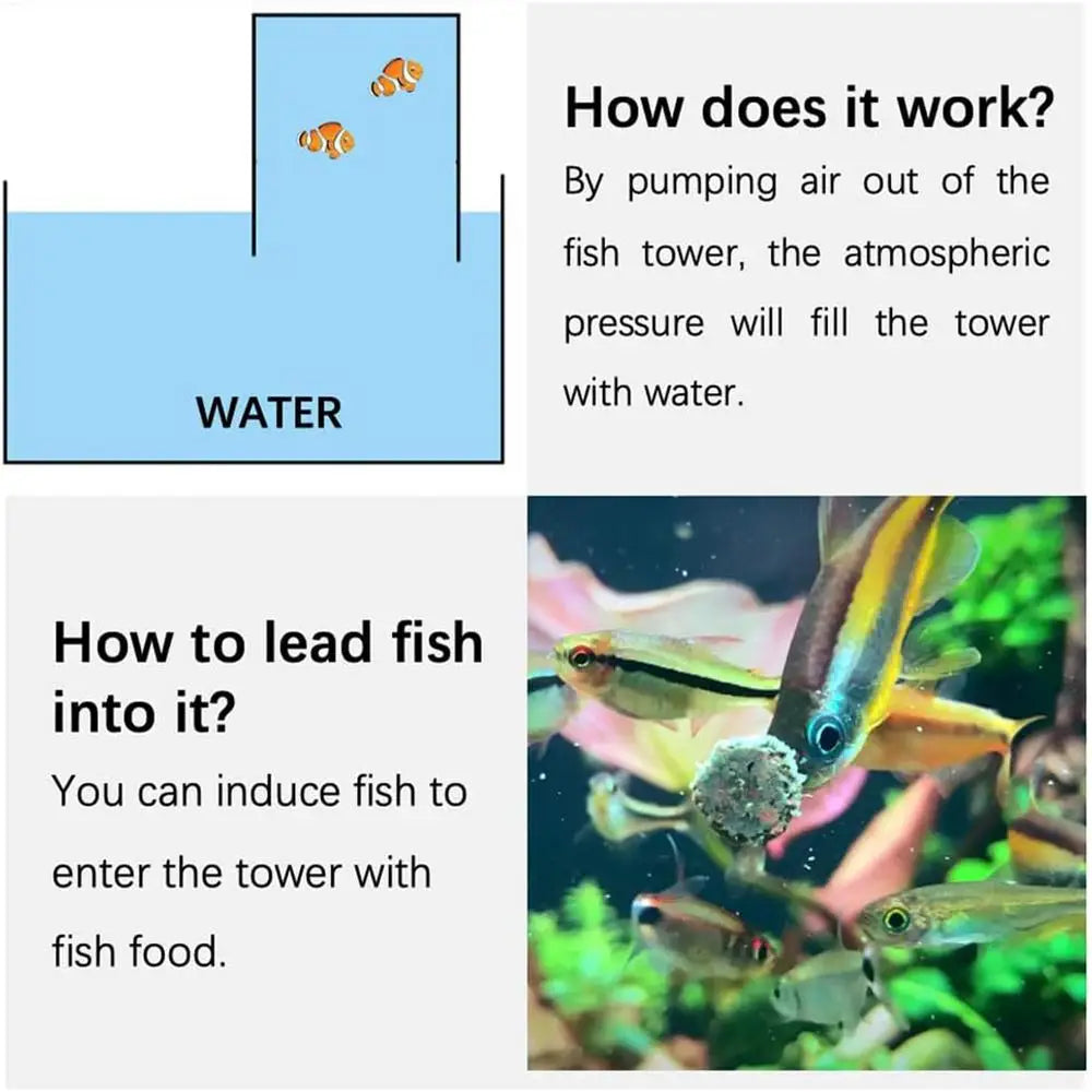 Negative Pressure Fish Tank Clear Fish Elevator Negative Pressure Small Fish Tank Vacuum Suspended Above Water Inverted